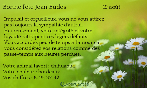 Carte bonne f&ecirc;te Jean Eudes
